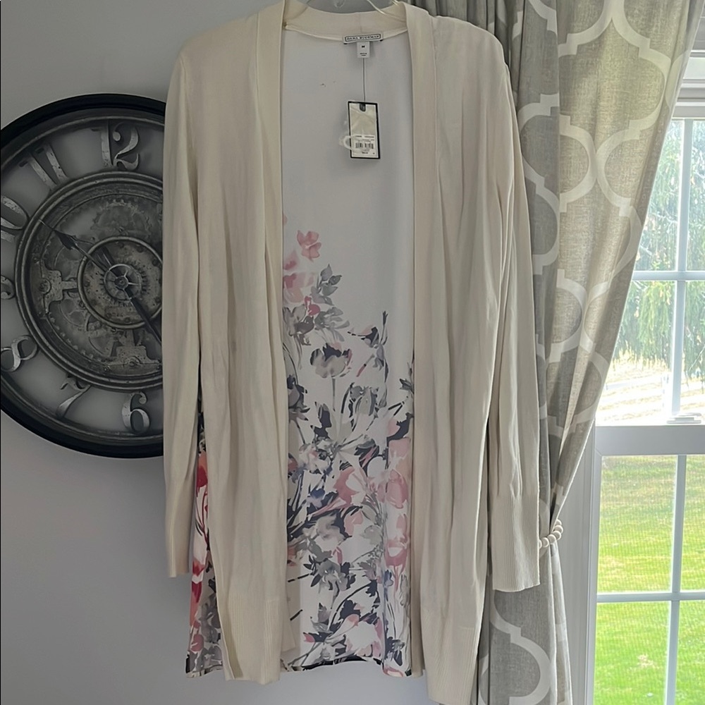 Dana Buchman Cream Open-Front Cardigan